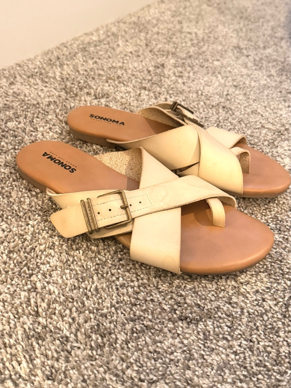 Women’s Sonoma Beige Cross-Strap Slide Sandals